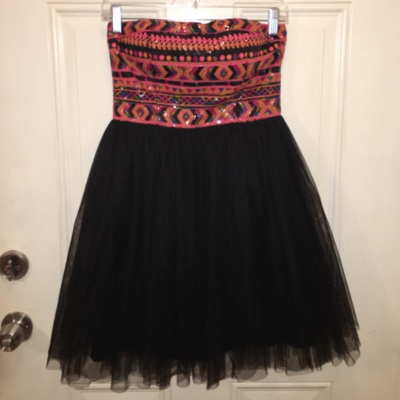 MINUET Strapless Sequin Cocktail Dress