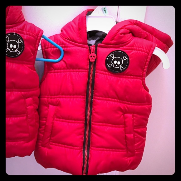 Red Hooded Puffer Vest