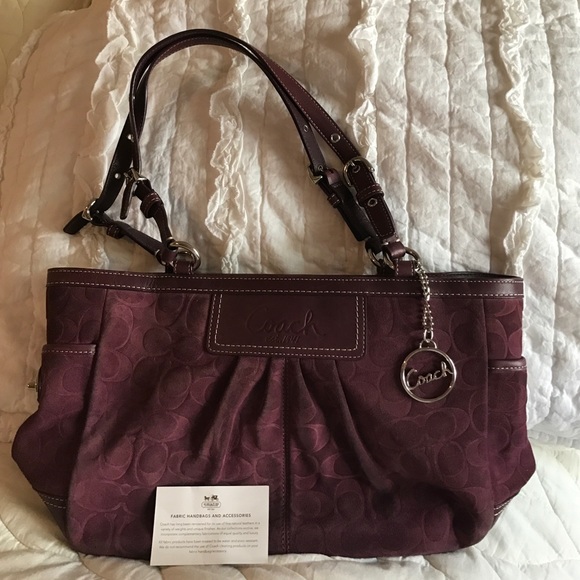 Deep purple suede coach bag