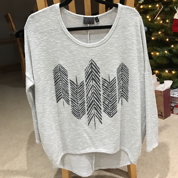 Gray and black high low arrow sweater