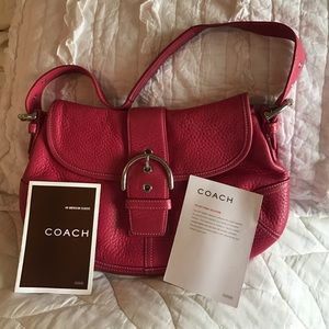 Pink leather coach bag