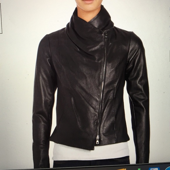 Vine black leather scuba jacket