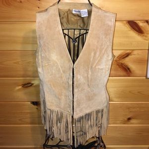 Newport News Suede Leather Fringe Vest