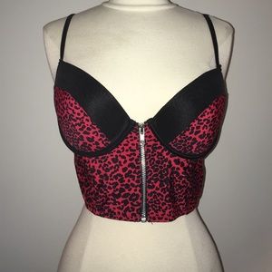 Leopard Front Zip Bralette