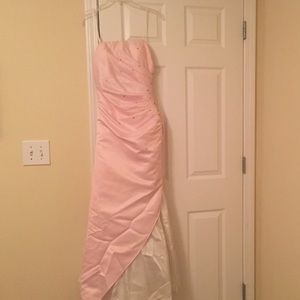 Pastel pink strapless prom dress