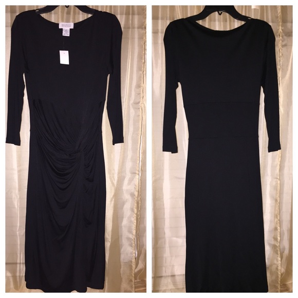 Barneys New York silk fitted black dress