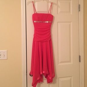 Hot pink prom dress.