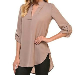 ⚡SALE Goo Yoo Brown Notch Neck Tunic