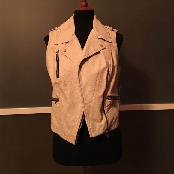 Asymmetrical zip faux leather vest by Bar III NWT