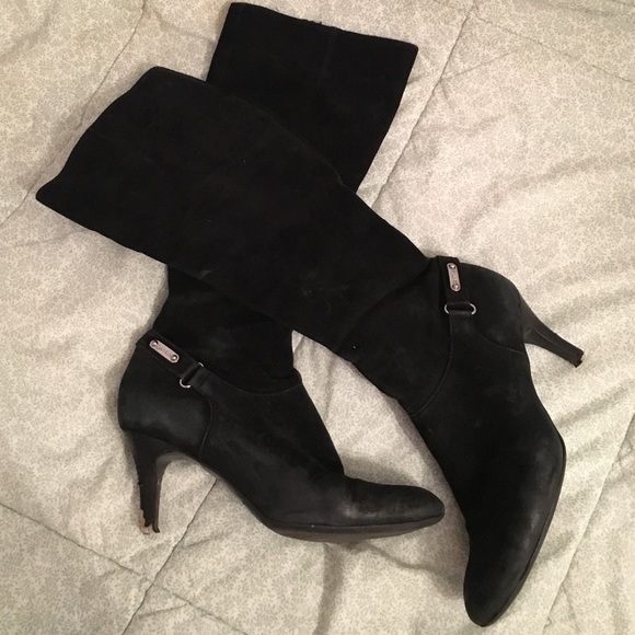 Calvin Klein suede zip up below the knee boots
