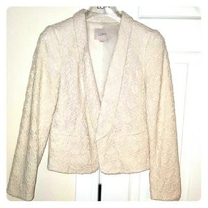 Petite LOFT floral crochet blazer