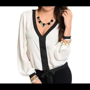 Black and White Blouse