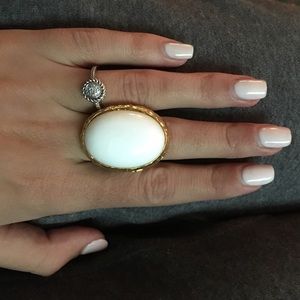 Solid white oval ring