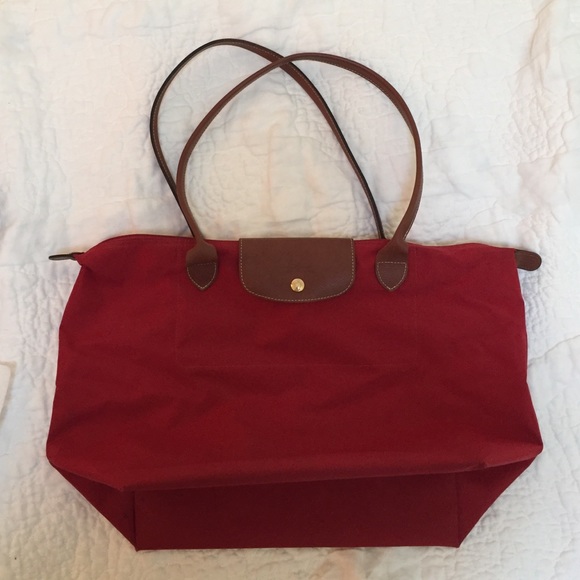 Longchamp le pliage nylon tote large red