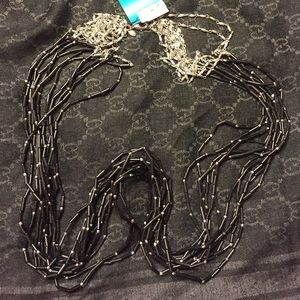 Long Black Beaded Chico's Necklace