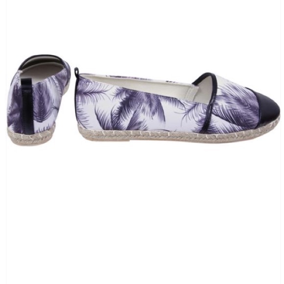 NWT - Black and White Palm Print Espadrilles