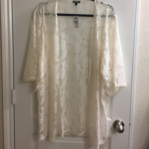 Express lace Kimono ivory new with tags