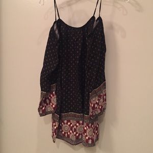 Patterned mini dress.