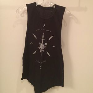 Black, graphic tank top.