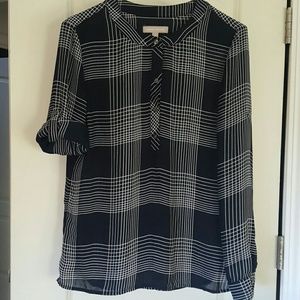 Banana Republic Long Sleeve Plaid Riviera Blouse