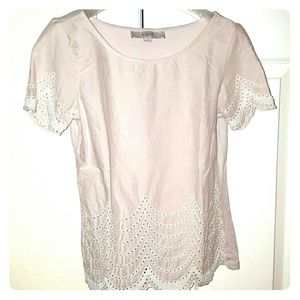 Petite LOFT eyelet scallop top