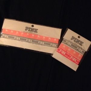 PINK set of headbands/ non-crease hair elastics