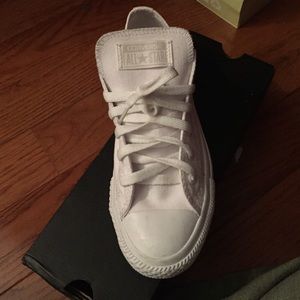 All white low-top converse