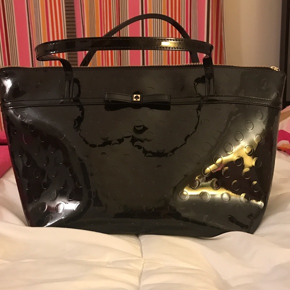 Kate Spade black patent leather shoulder bag.