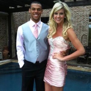 Homecoming dress - light pink and rhinestoned bust