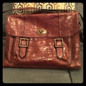 Leather (brown) laptop mess.bag 17x12 x 3 1/2 in