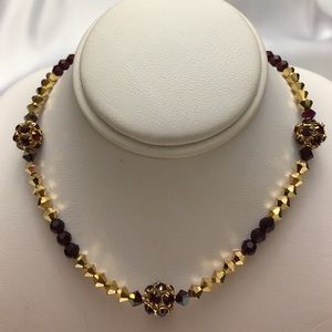 Swarovski Garnet Crystal Necklace Set