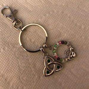 Silver tone Irish Keychain
