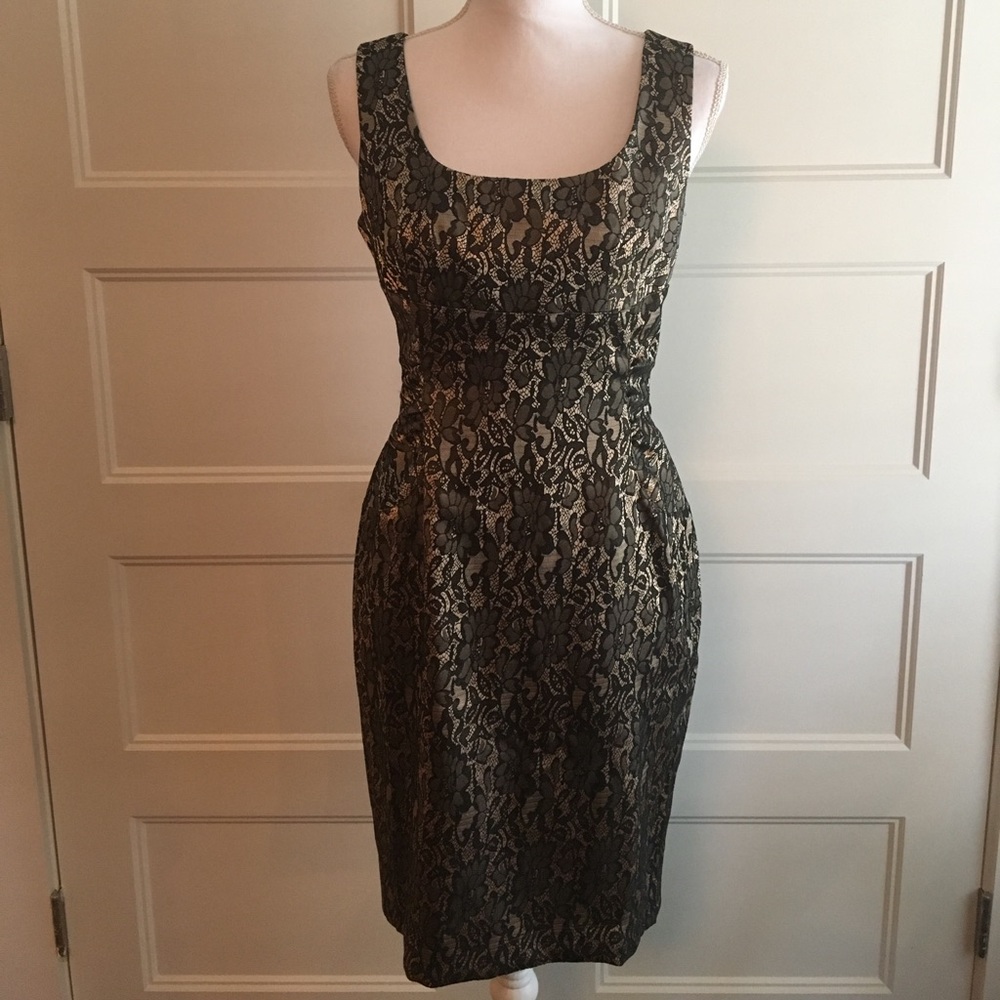 Ann Taylor Gold Lace Cocktail Dress