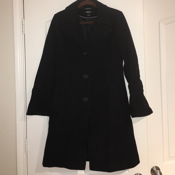 Black DKNY long jacket size 8