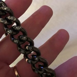 Erwin Pearl Blackened Metal Crystal Bracelet