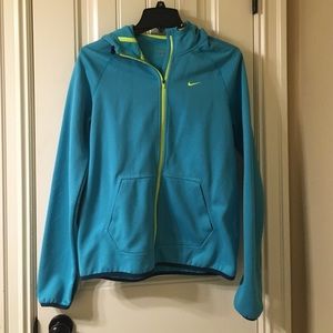 Teal Nike Fleece Therma-Fit Zipper Hooded Jacket