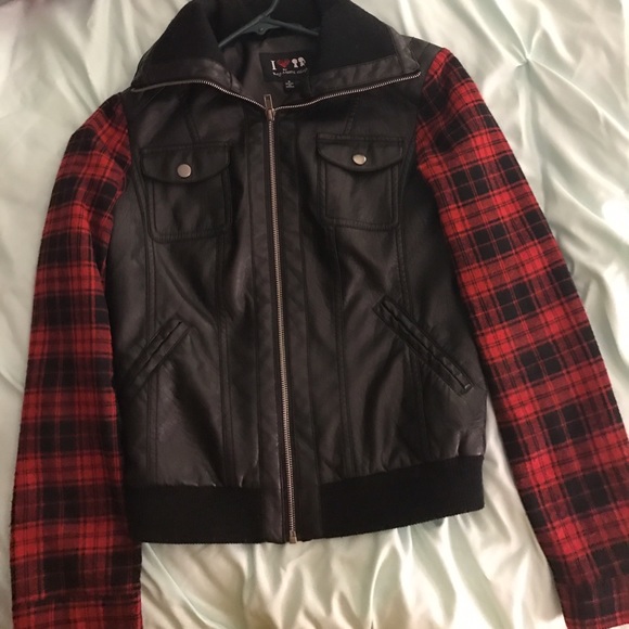 Red Plaid Leather Jacket