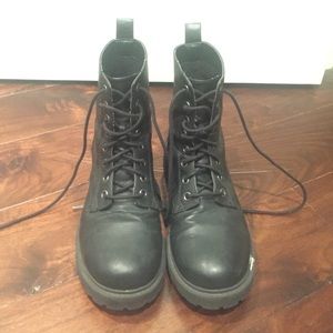 pleather combat boots