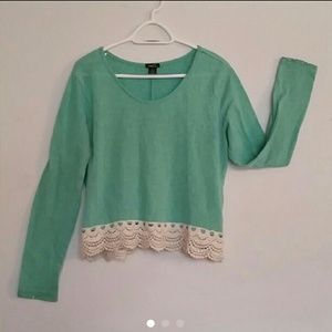 Teal lace sweater