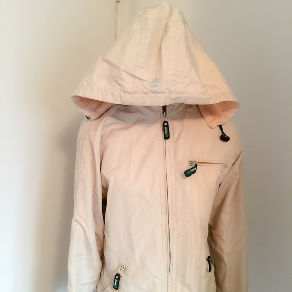 Timberland Beige Reversible Hoodied Parka Coat SzM