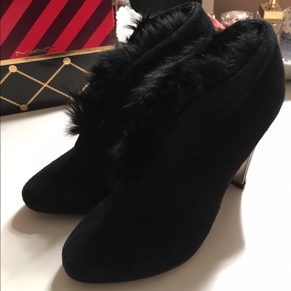 Italian Genuine Leather Suede & Rabbit Fur Booties - Picture 2 of 4