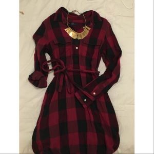 Buffalo Plaid Tie Waist Dress (GAP)