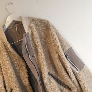 Large Free People Fuzzy Bomber Jacket (Fall 2015)