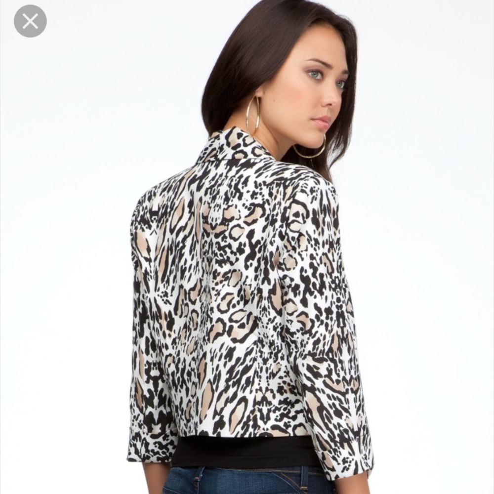 Bebe leopard tiger print animal jacket black white XS S