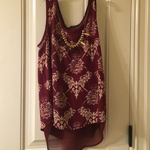 Maroon Summer Tank with Removable Necklace