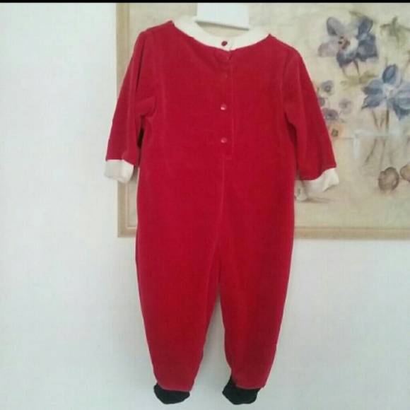 NWOT KRU LAYETTE SANTA FOOTED ONESIE CHRISTMAS HOLIDAY OUTFIT 3-6m - Picture 2 of 4