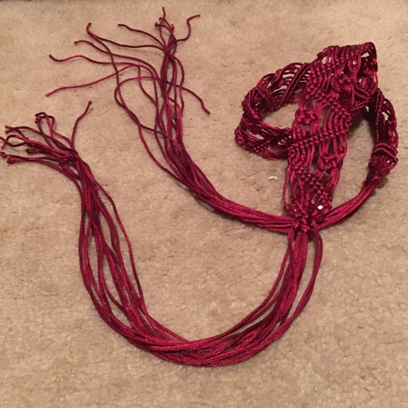 Red woven boho style belt