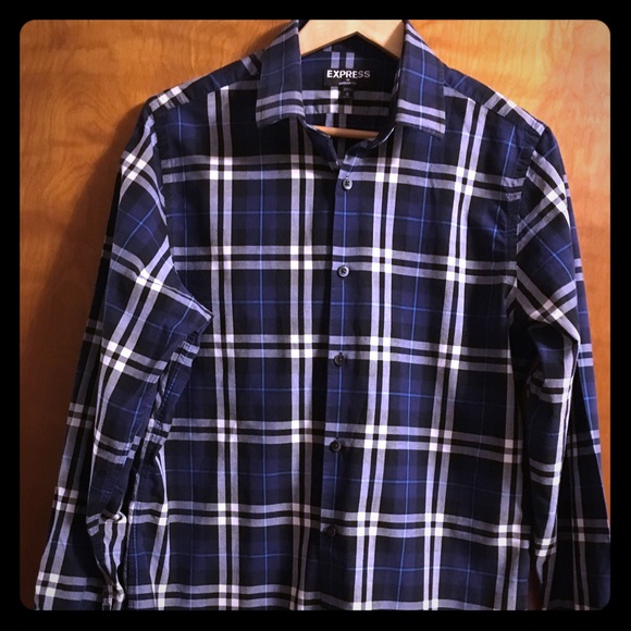 Blue plaid dress shirt