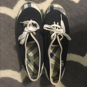 Keds navy blue plaid sneakers