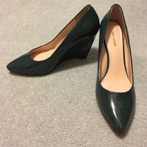 Pour la Victoire Shoes - Pour la Victoire Teal Patent Leather Wedges Pour la Victoire Shoes - Pour la Victoire Teal Patent Leather Wedges
